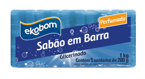 Sabão em barra Ekobom azul, perfumado (5 unidades de 200g) Sabão em barra Ekobom azul, perfumado (5 unidades de 200g)