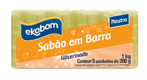 Sabão em barra Ekobom neutro, glicerinado (5 unidades de 200g) Sabão em barra Ekobom neutro, glicerinado (5 unidades de 200g)